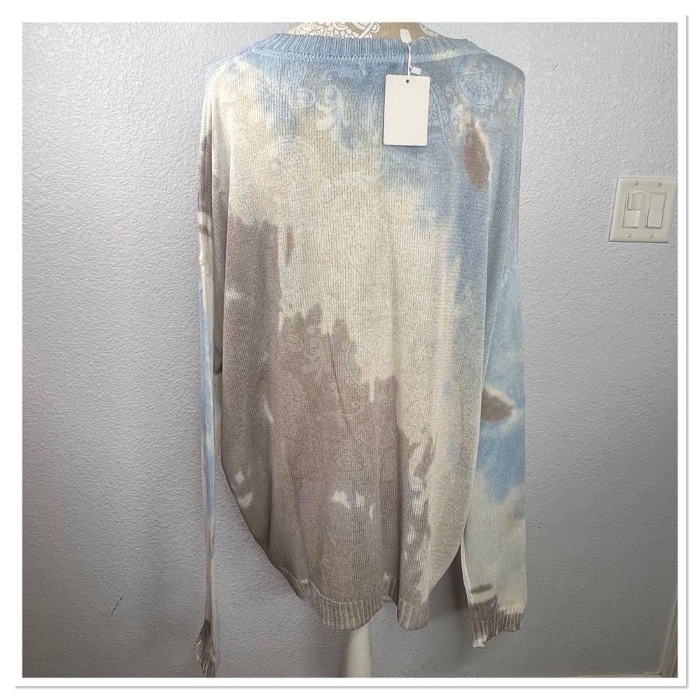FATE Tie Dye Crew Neck Sweater Lightweight Knit Sz 3X Viscose Blend Sheer NWT - Picture 6 of 8